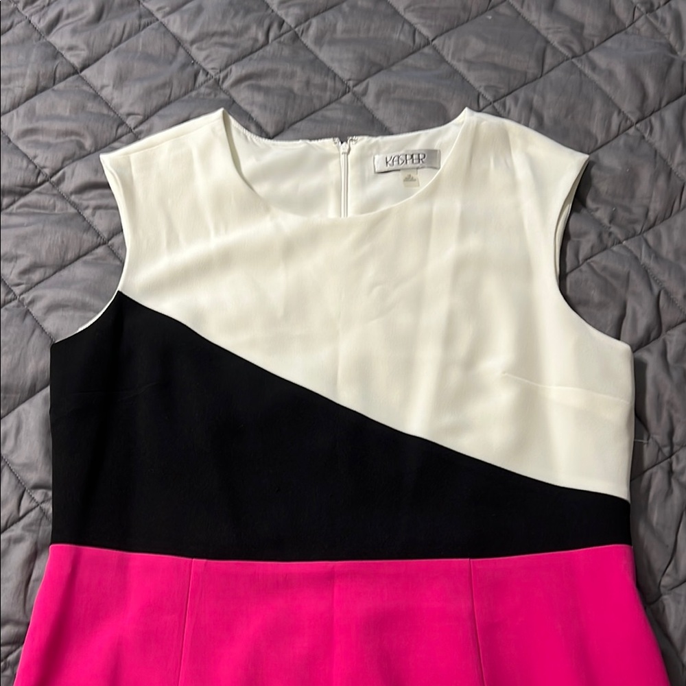 Tahari Colorblock Dress - Black, White, and Pink